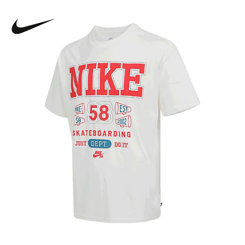 NIKE耐克男短袖夏季新款宽松透气图案印花棉质运动T恤HV1312-133