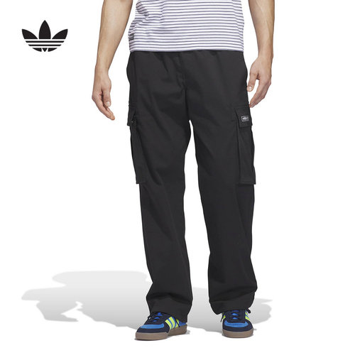 adidas阿迪达斯三叶草黑色工装风运动裤2026春男梭织长裤 KE103