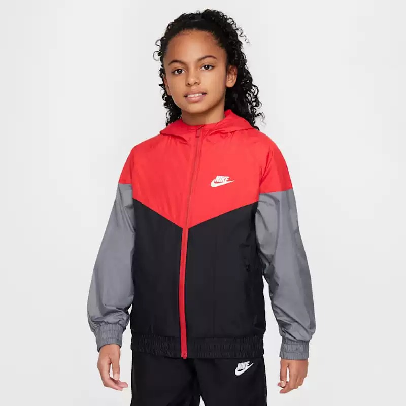 Nike耐克男女大童2025新款保暖休闲连帽外套梭织夹克 HJ2534-657