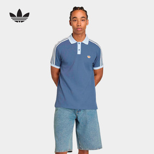 adidas阿迪达斯三叶草华夫格半袖T恤男纽扣领短袖POLO衫 KX1231