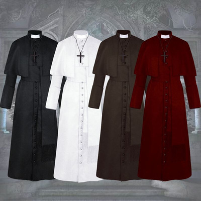 修女服cos中世纪复古牧师演出服万圣节成人披肩长袍色修道院制服