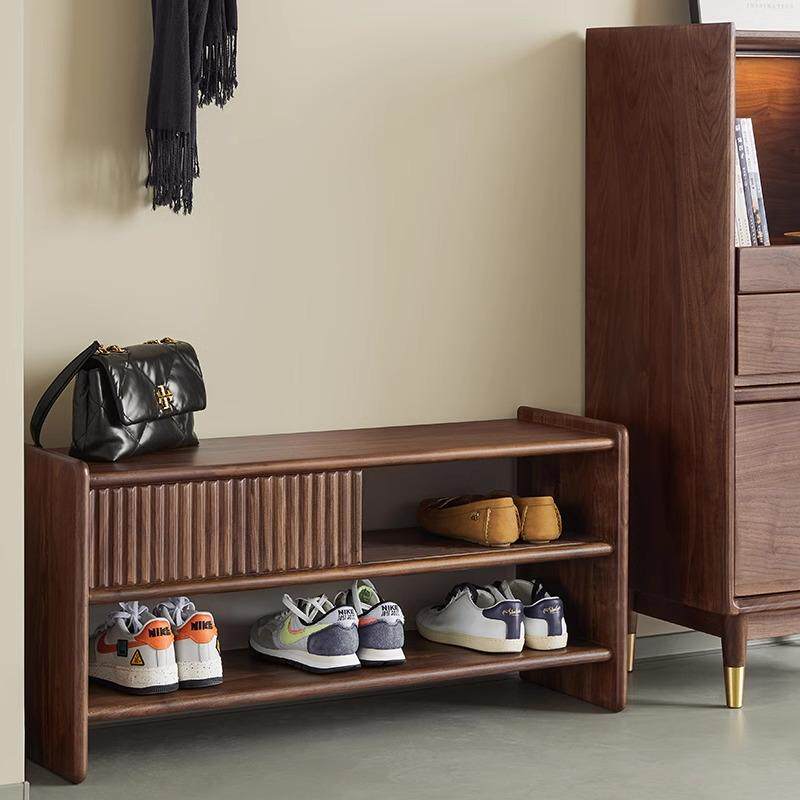 北美黑胡桃木换鞋柜入户门玄关柜
