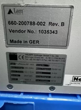 议价德国TRUMPF霍廷格电源TruPlasma RF 1003