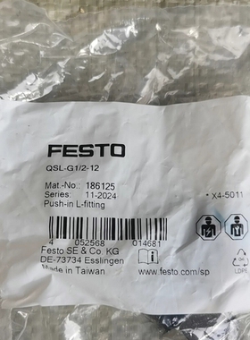 议价FESTO费斯托QSL-G1/2-12快插接头，型号1861