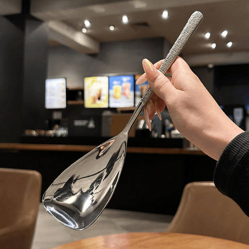 跨境18-10不锈钢锤纹小锅铲汤勺漏勺家用酒店公用分餐勺辅食铲子