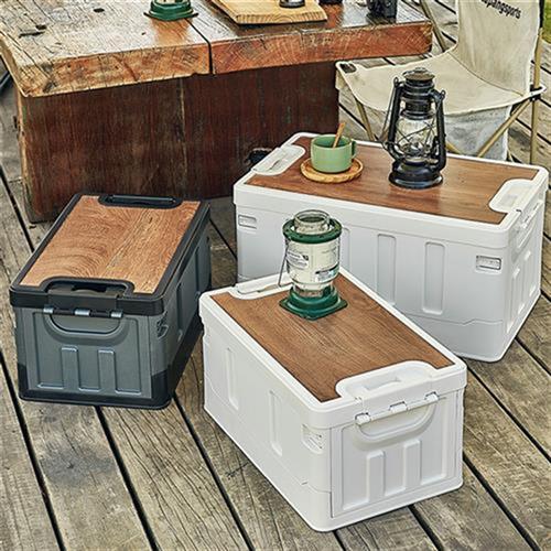 户外露营折叠箱野营收纳整理储物箱子家用木盖可折叠箱子车载收纳