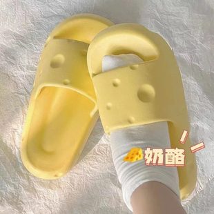 家居学生宿舍奶酪生洗澡气防滑外穿拖鞋 女凉拖鞋 踩屎感夏季 厚底元
