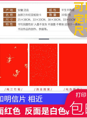 卡纸A4纸彩色免装m裱材料 万年大红色软卡片便签洒金 书画作品宣