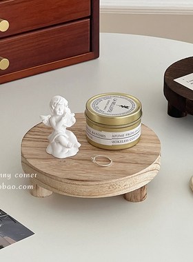 ins覆古实木托l盘桌面香水化妆品首饰展示置物架玄关收纳盘摆件