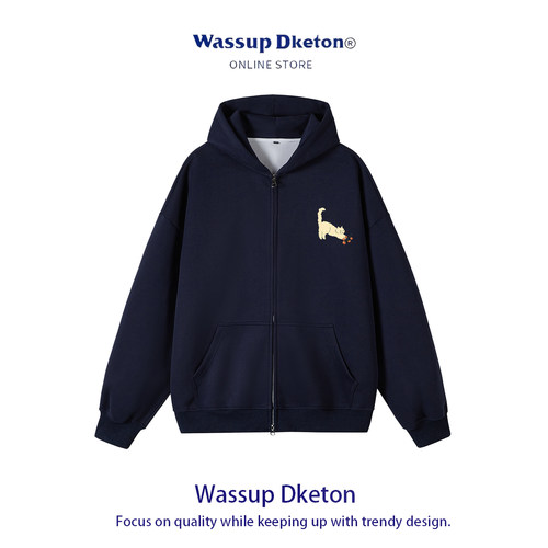 WassupDketon连帽拉链卫衣男