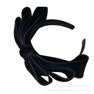 秋冬韩国丝绒三层蝴蝶结增高头颅发箍简约俏皮可爱网红宽边压发饰