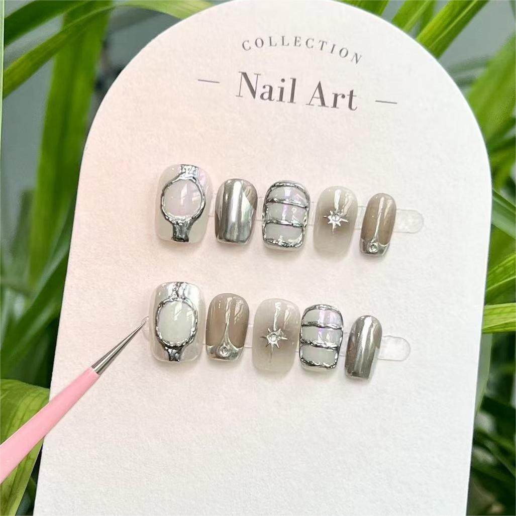 纯手工穿戴甲y2k纯手工金属黑粉辣妹爆款网红新款美甲可拆卸学生,彩妆/香水/美妆工具,穿戴甲/甲片,淘宝优惠券,粉丝福利购,淘宝优惠卷