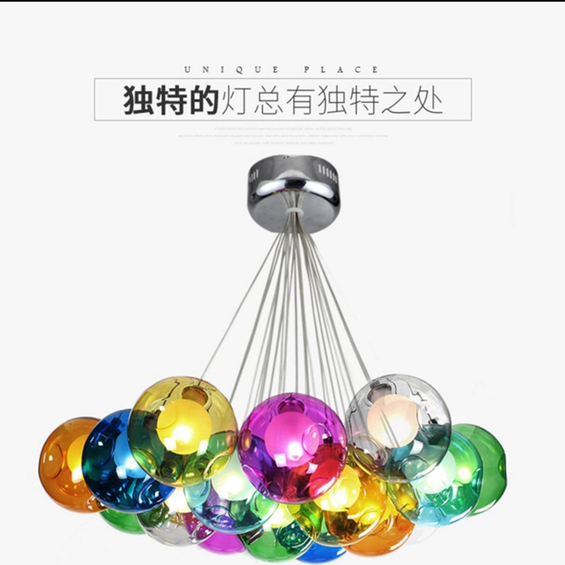创意个性北欧餐厅吊灯咖啡厅儿童房彩色玻璃泡泡球吊灯 厂家直供
