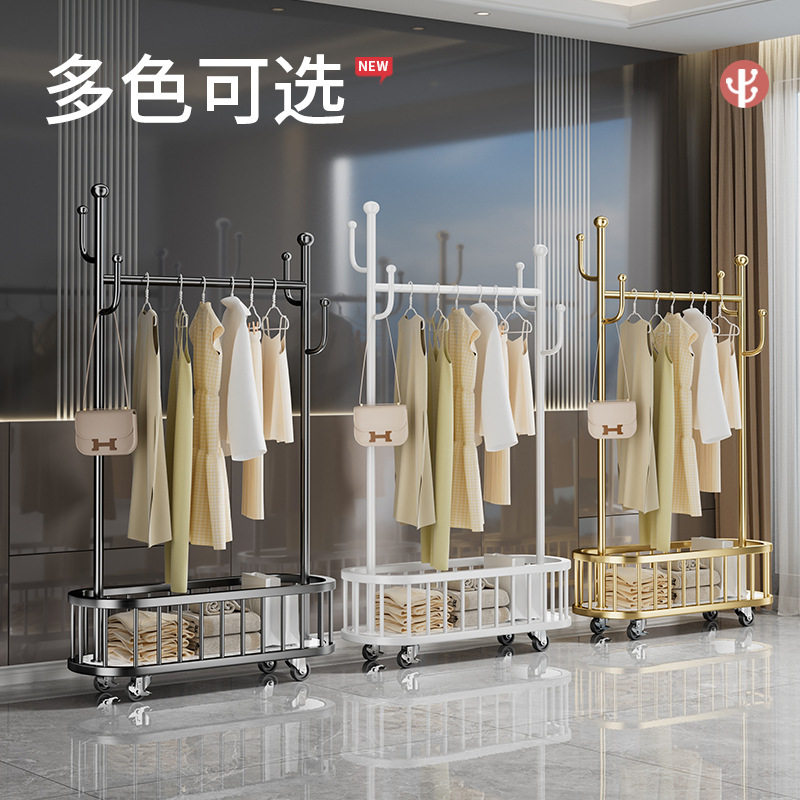 落地卧室轻奢家用客厅衣帽架可移动金属置物架挂衣架轻奢衣帽架图片