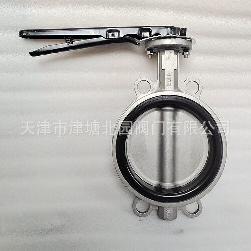 不锈钢蝶阀天津厂家供应 D71X-16P手动对夹式衬胶氟橡胶304蝶阀