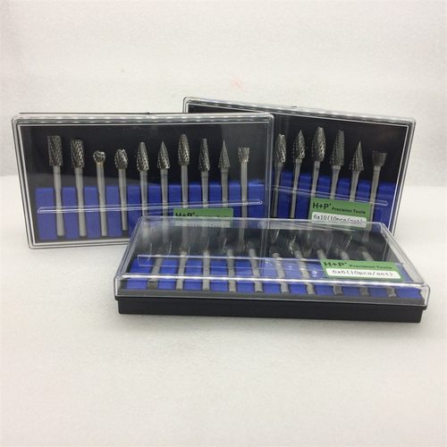 20H+P钨钢磨头套装6柄异形10件混装硬质合金旋转锉除锈去焊缝磨头