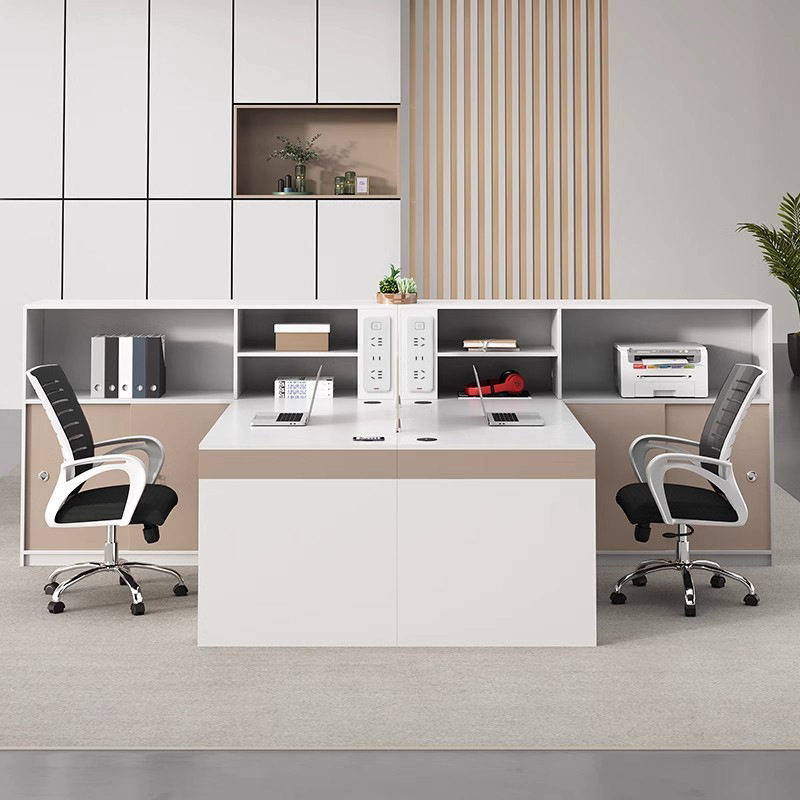 职员办公室桌椅组合单位双位四位带侧柜卡座办公桌L型简约现代