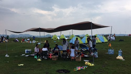 咖啡天幕布 遮阳篷帐篷 露营地布 户外帐篷野营天幕5*8米涂银天幕