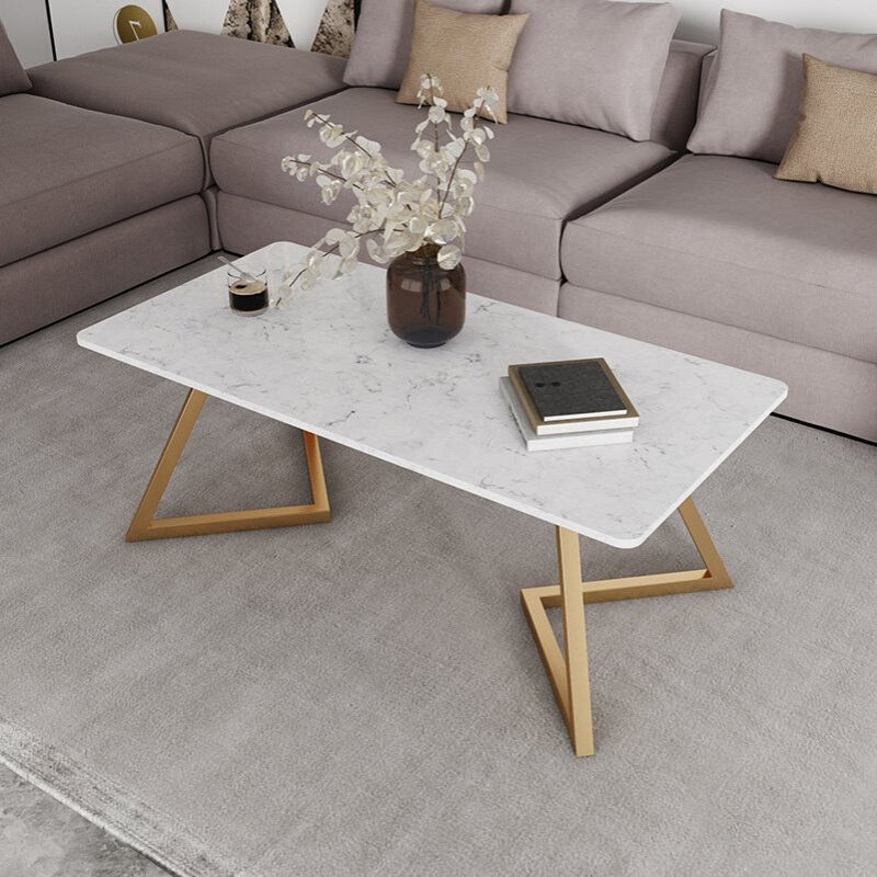 北欧家用大理石茶几长方形客厅会客茶台简约现代小户型休闲矮桌
