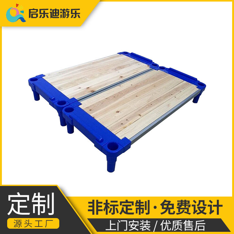 幼儿园加厚防护栏木质午睡双人小床 早教托班叠叠床木制厂家