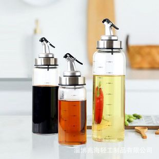 防漏家用油壶酱油瓶醋壶料酒瓶厨房用品 高硼硅玻璃油醋瓶按压式