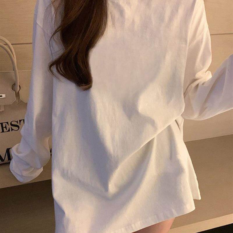 白色t恤女2025秋季新款宽松内搭打底衫长袖学生百搭上衣女装潮