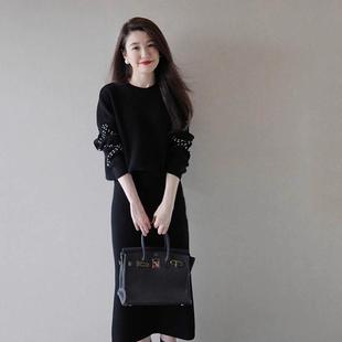 欧洲站秋季2024新款女装名媛裙子高级感毛衣套装半身裙针织两件套