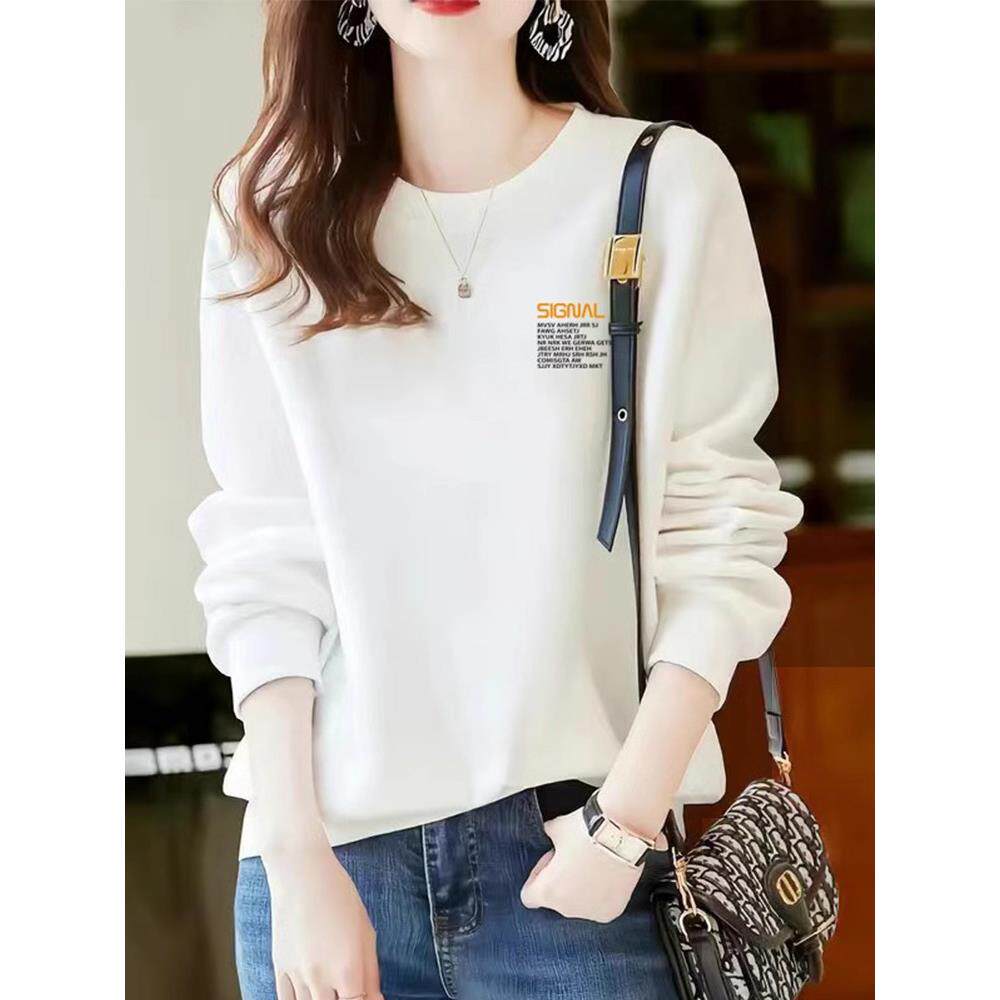 欧洲站高级感纯棉卫衣女2025新款爆款春秋冬季加绒加厚印花T恤潮