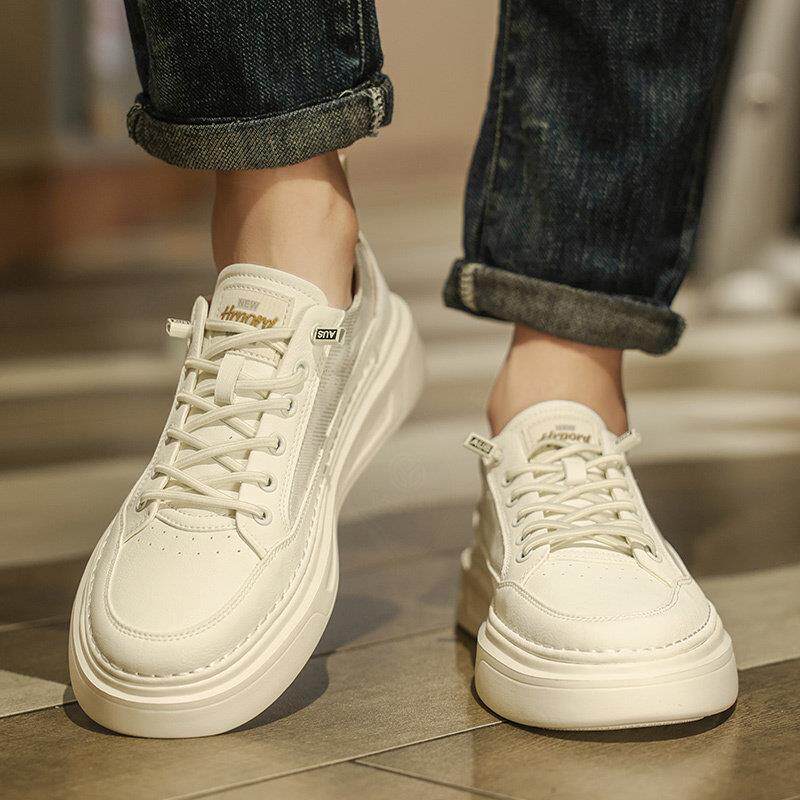 帆布小白鞋男款夏季透气薄款轻便潮鞋鞋子百搭款厚底休闲板鞋男鞋