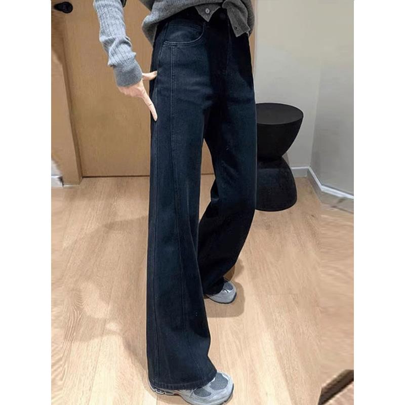 高腰大码牛仔裤女2025秋季新款胖mm宽松小个子显瘦百搭微喇阔腿裤