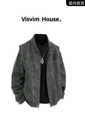 【品牌现货折扣专区】VISVIM WINGS春秋新款宽松PU皮夹克外套男士