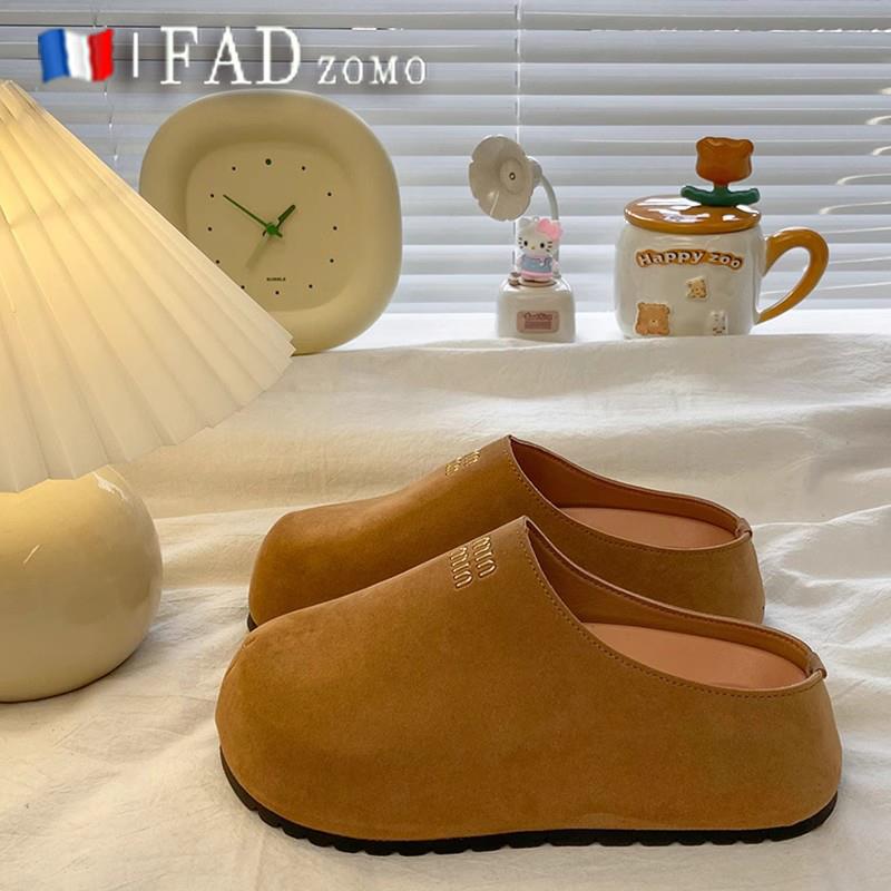 法国Fad Zomo复古勃肯包头拖鞋女增高2025春秋时尚厚底磨砂半拖鞋