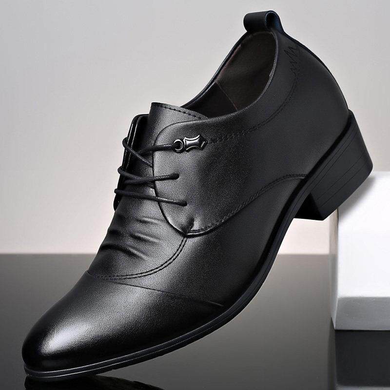 男鞋子夏季透气2025新款商务正装软底尖头增高休闲小皮鞋男款真皮