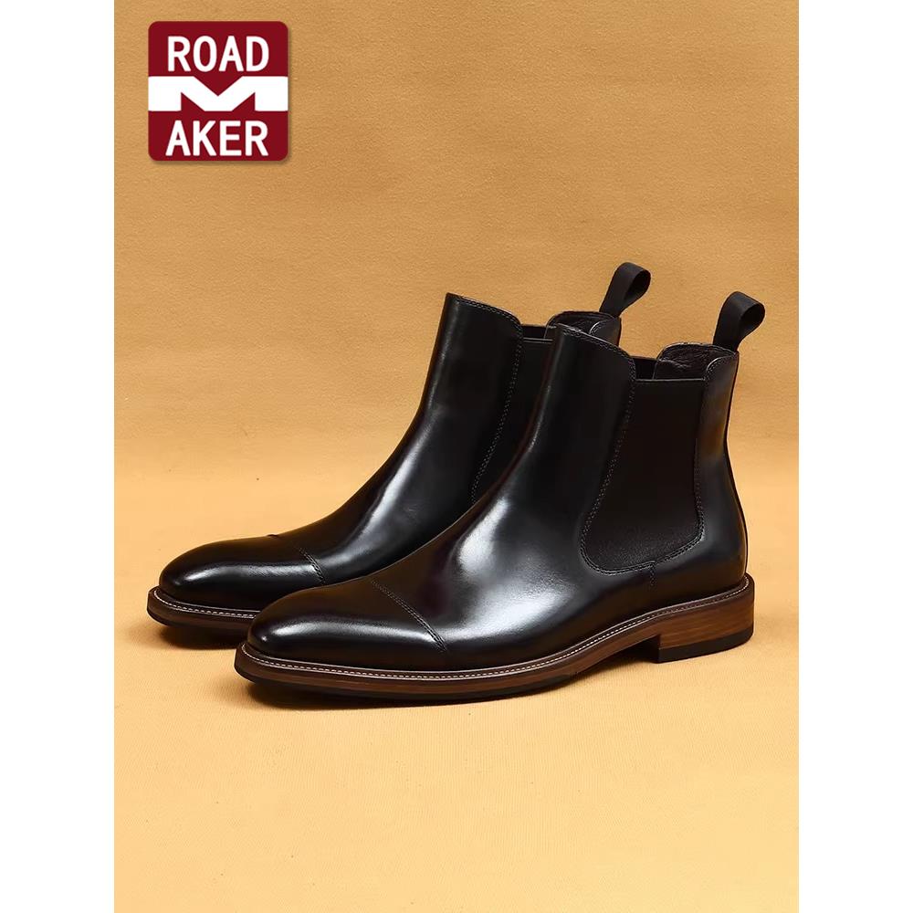 罗德梅科英伦风切尔西靴男真皮透气高帮尖头皮靴新款正装马丁靴