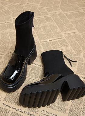 A.D Hepburn~Boots女式2025新款秋冬弹力长筒靴厚底厚底流行马丁