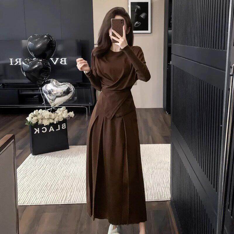 欧洲站女装2025新款港味覆古chic裙子高级感时尚套装两件套女秋冬