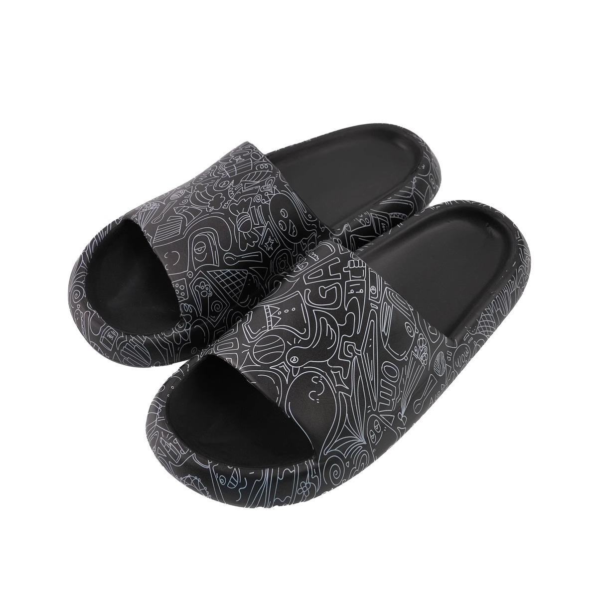 CROSS LOVEU情侣涂鸦凉拖女可外穿街头风eva防臭居家防滑拖鞋男夏