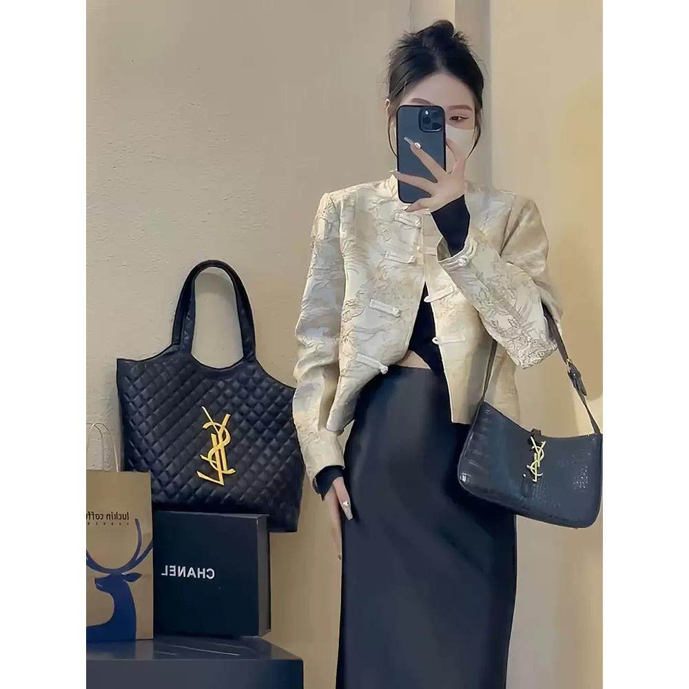 欧洲站新中式国风盘扣短款外套女秋装新款高级感气质名媛两件套装,女装/女士精品,时尚套装,淘宝优惠券,粉丝福利购,淘宝优惠卷