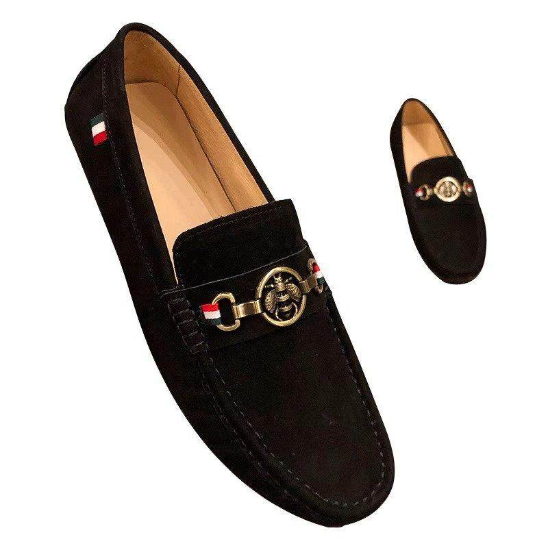 VAN WALLY夏季黑色小蜜蜂磨砂反绒皮豆豆鞋男潮流一脚蹬休闲皮鞋,流行男鞋,乐福鞋（豆豆鞋）,淘宝优惠券,粉丝福利购,淘宝优惠卷