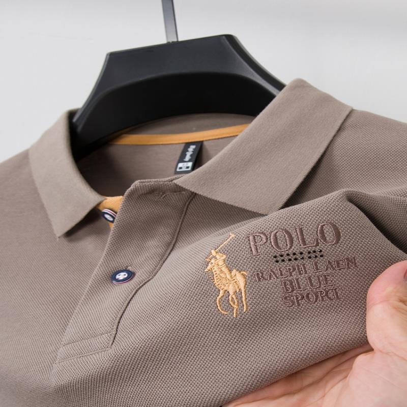 高端刺绣纯棉POLO衫男秋冬新款时尚翻领长袖T恤商务休闲马甲上衣