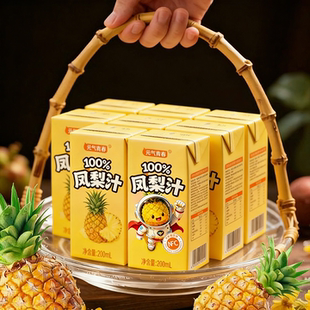 元气青春100%NFC凤梨汁整箱12盒/200ml新鲜菠萝果汁独立包装饮品