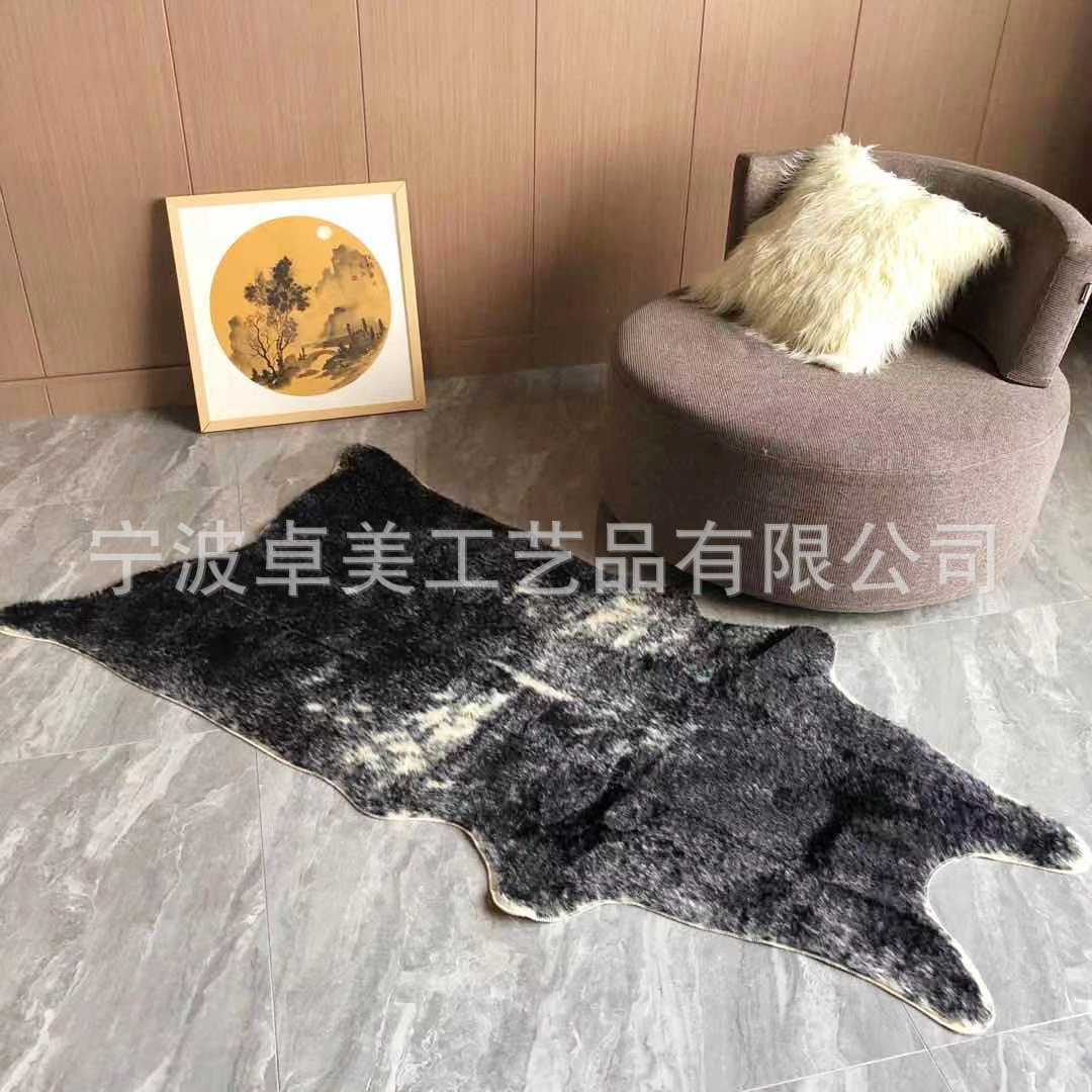 【卓美】新品仿真毛皮黑狼纹家居装饰保暖地毯地垫 180*85CM