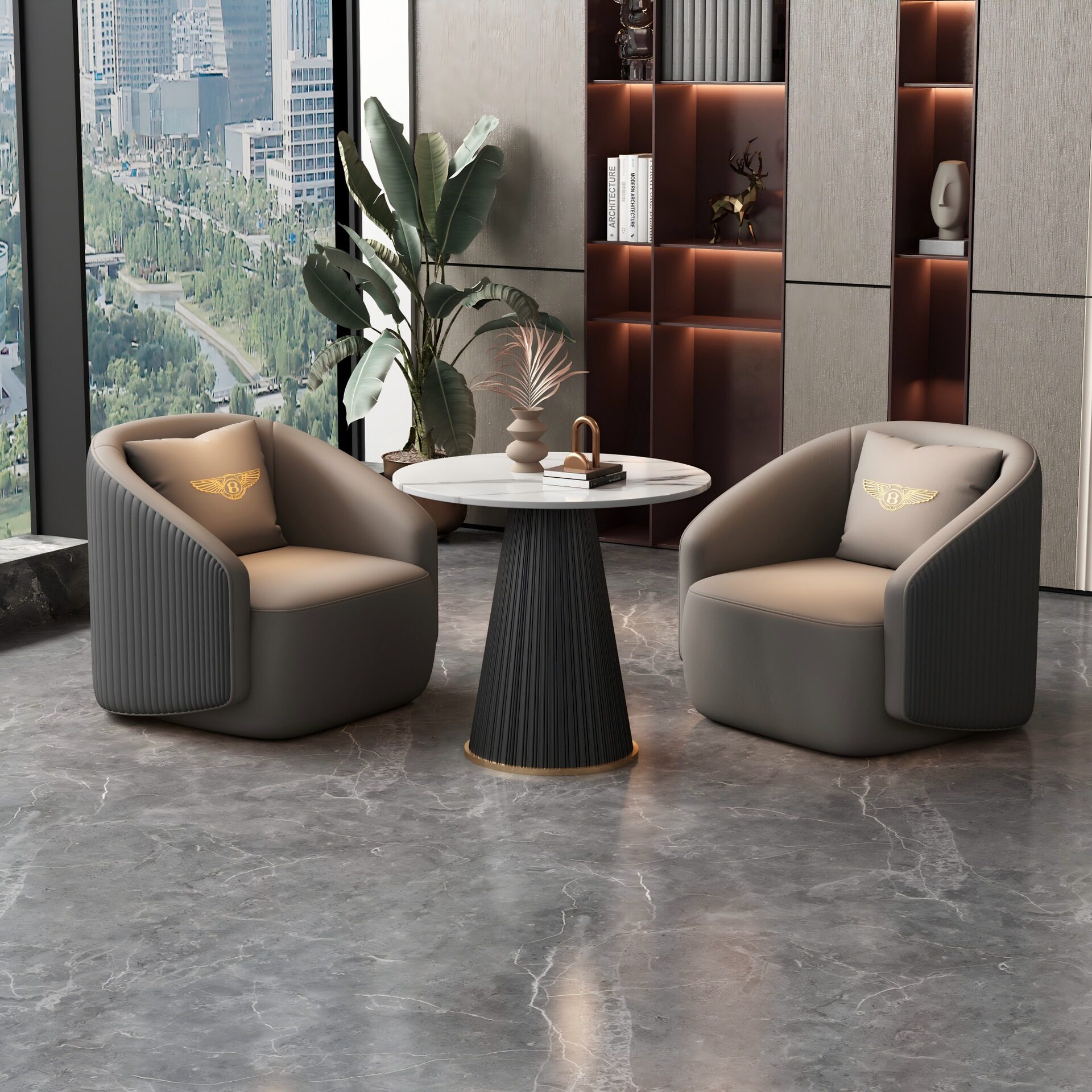北欧轻奢休闲会客休息区办公室沙发茶几组合酒店大堂接待洽谈桌椅