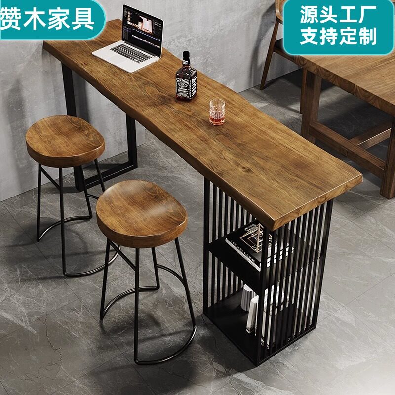 实木吧台桌家用隔断小吧台置物柜酒柜阳台长条桌子小户型厨房靠墙