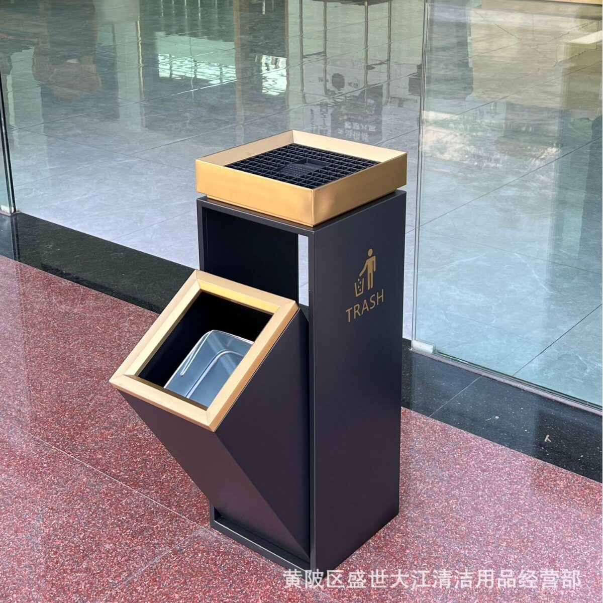 2024新款高档防指纹大容量立式酒店商场物业电梯口走廊用好垃圾桶