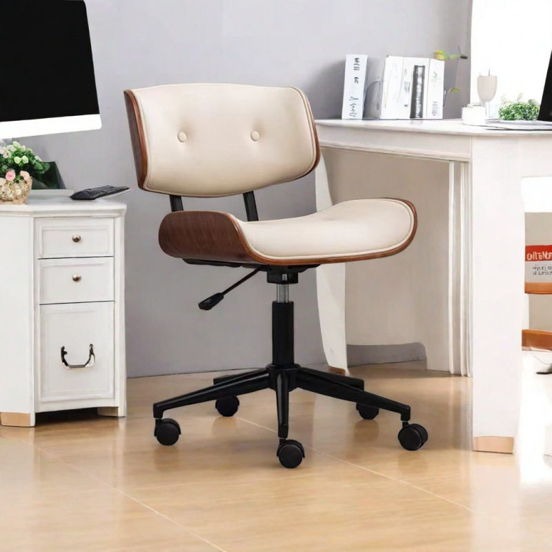 轻奢电脑椅家用舒适实木小型书房椅简约久坐转椅升可移动高级房间