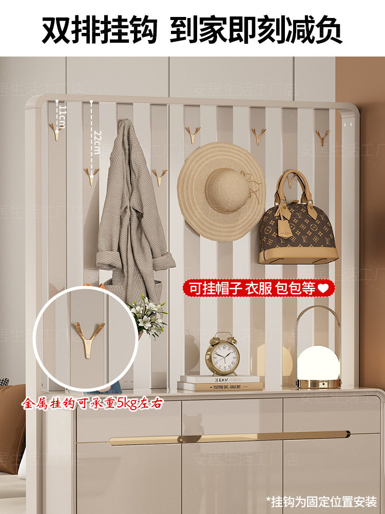 批鞋柜带挂衣架一体家用门口简约现代新款衣帽轻奢入户玄关隔断柜