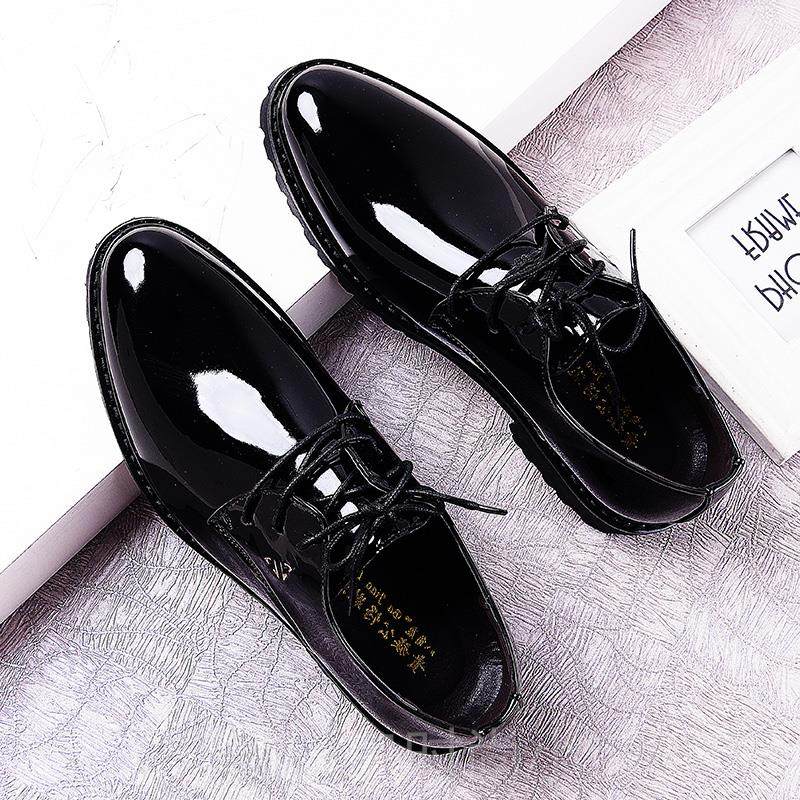 高档皮鞋男韩版英伦尖头潮商正装休闲面结鞋婚亮伴郎发型师夜场鞋