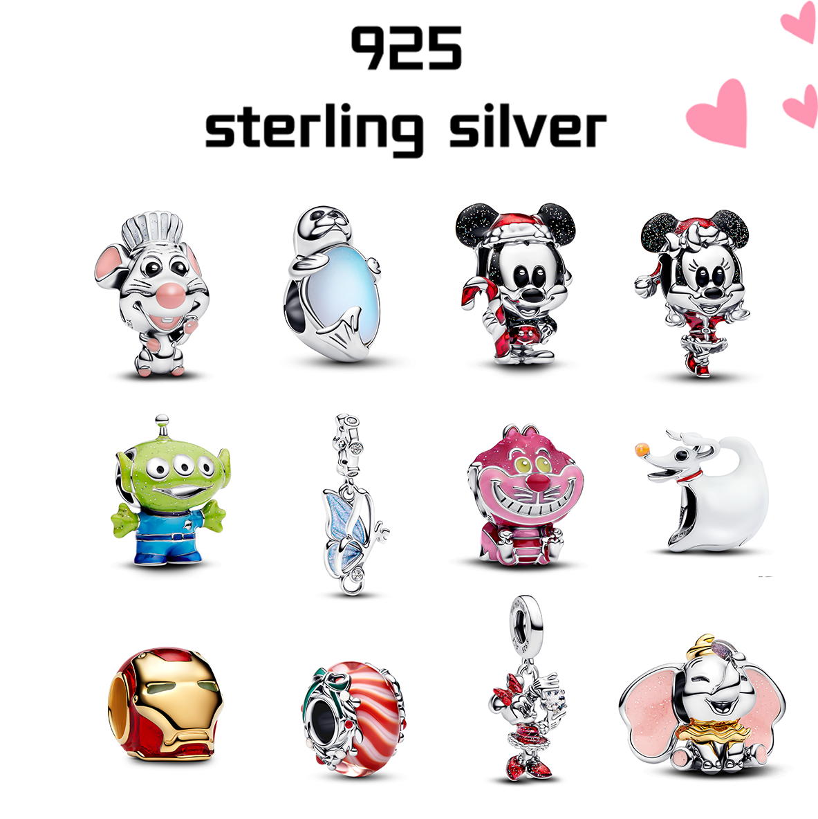 【新品】S925纯银米奇米妮吊饰DIY手链手镯送女朋友生日礼物