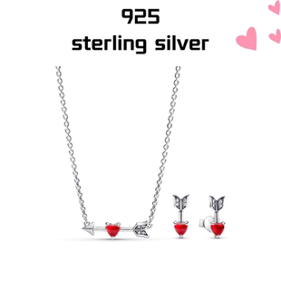 【新品】S925纯银钟情穆拉诺玻璃爱心耳钉丘比特七夕礼物